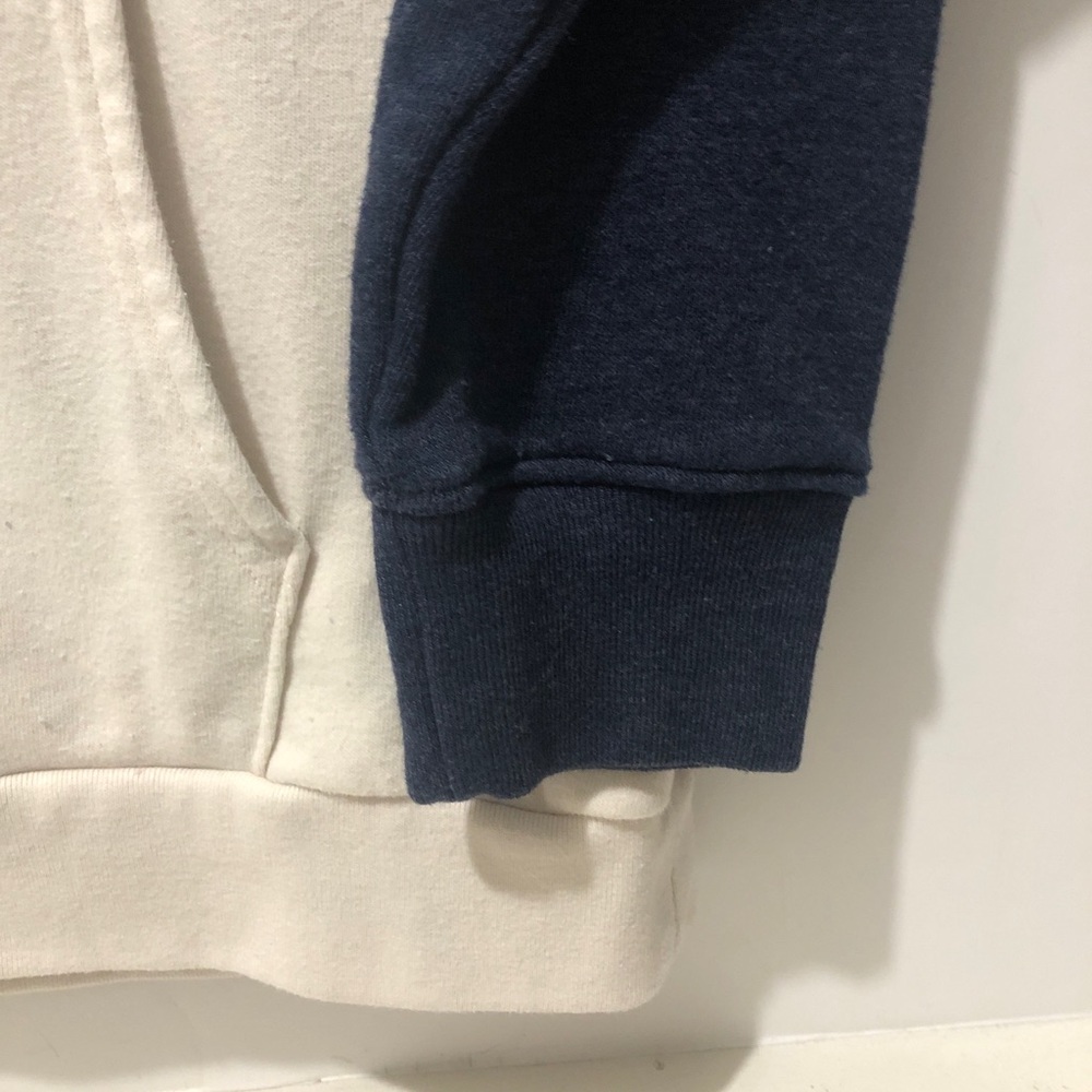 American Eagle Hoodie Pullover Men M Kangaroo Pocket Sweatshirt Navy Ivory - Picture 3 of 6